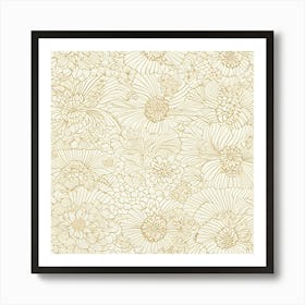 Beige Floral Pattern Art Print