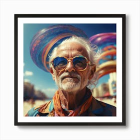 Old Man On The Beach Art Print