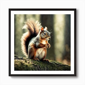 Red Squirrel In The Forest 10 Art Print