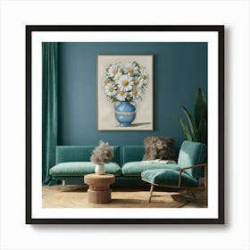 Daisy Flowers Vase Living Room Art Print Illustrat Fc0ngik4q4wkzifagcby8a Srci1sptseuae 14g25g9g Art Print