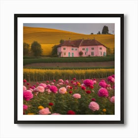 Pink House In The Countryside Art Print