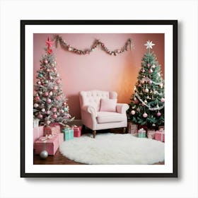 Pink Christmas Room 9 Art Print