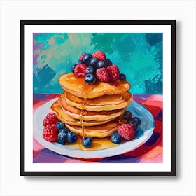 Pancakes With Berries Checkerboard 3 Art Print