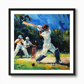 Cricket Players In Action 1 Art Print