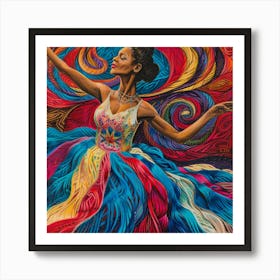 Dancer In A Colorful Dress Art Print