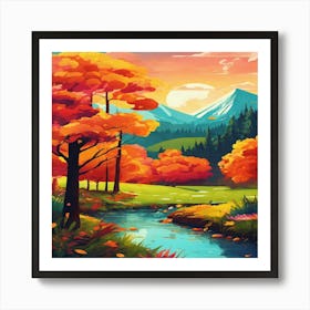 Autumn Landscape Painting 1 Art Print