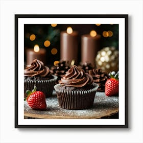 Leonardo Kino Xl Christmas Dessert With Chocolate And Strawber 3 Art Print