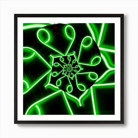 Green Neon Snowflake Poster