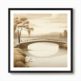 Bridge Over river beige Art Print