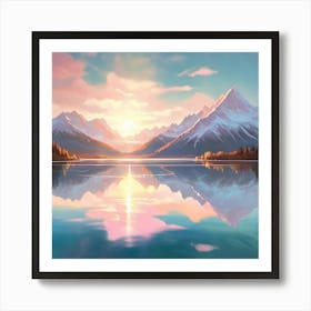 Most Beautiful Sun Reflection On Lake Art Print