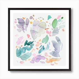 Abstract Watercolour Petals Flowers Square Art Print