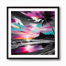 Sunset At The Beach 1 Art Print