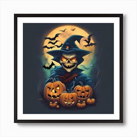 Halloween Witch With Pumpkins 5 Art Print