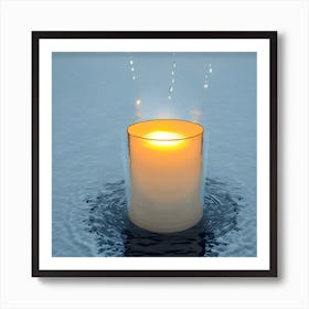 Candle In Water Art Print