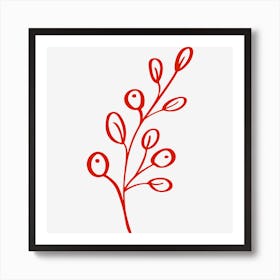 Red Berries On A Black Background Art Print