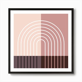 Rainbow Colour Block Line Modern Midcentury Abstract 9 Art Print