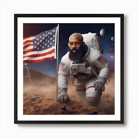 Astronaut On The Moon Art Print