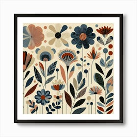 Floral Print Botanical Abstract Matisse Style Flowers Art Print Art Print