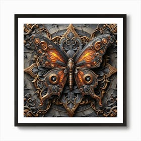 Antique Metallic Steampunk Butterfly IV Art Print