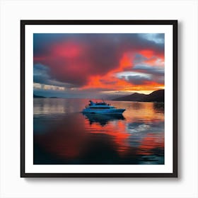 Sunset On A Boat 9 Art Print