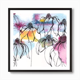 Watercolor Echinacea Art Print