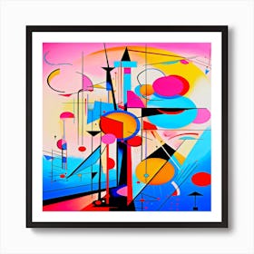 Abstract Painting, A colorful poster with a lot of different shapes and shapes Art Print