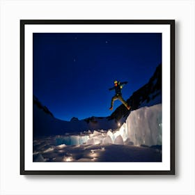 Ice Cave At Night Art Print