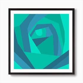 Green and Blue Abstract Rose Flower Art Print