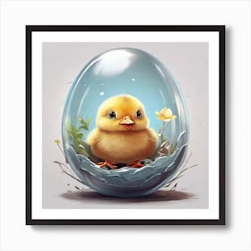 Little Chick In Egg Art Print