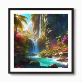 Waterfall In The Jungle 2 Art Print