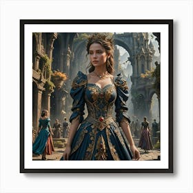 Beautiful Women In Dress Art Print