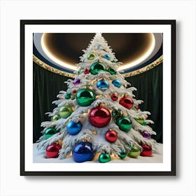 A Stunningly Detailed 3d Render Of A Majestic Snow White Christmas Tree 3 Art Print