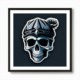 Skull Sticker With A Cap Silver (15) Art Print