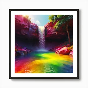 Rainbow Waterfall Art Print