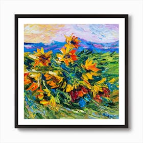 Windy flowerse's blues Art Print