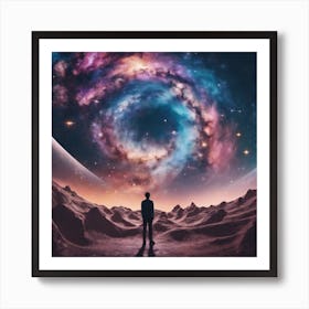 Space - Space Stock Videos & Royalty-Free Footage.Galaxy dream world with a person standing Art Print