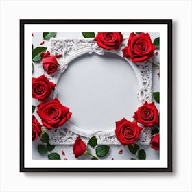 Frame With Red Roses 2 Art Print