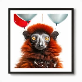 Lemur With Balloons 6 Art Print