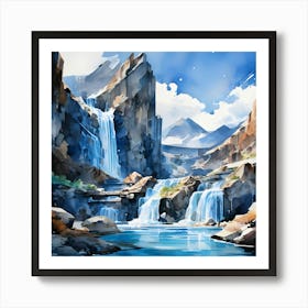 Waterfall Painting 3 Art Print