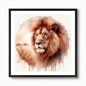 Lion Watercolor Painting 1 Póster