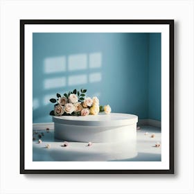 White Table With Flowers 1 Art Print