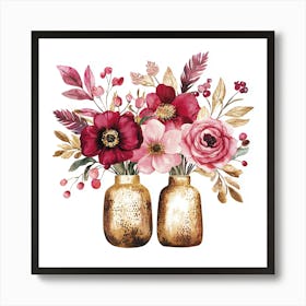 Two Gold Vases Art Print