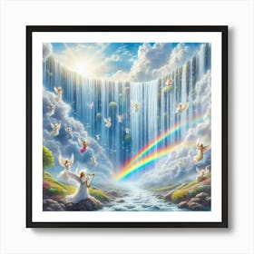 Angels In The Waterfall 3 Art Print