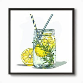 Lemonade In A Mason Jar Art Print