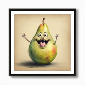 Cartoon Pear Art Print