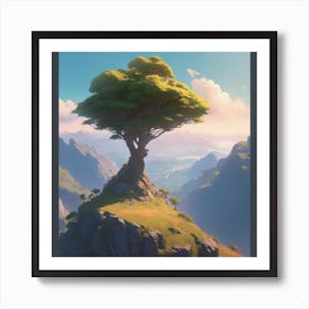 Tree On Top Of A Mountain 12 Art Print