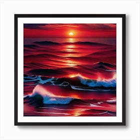 Sunset Ocean Waves Art Print