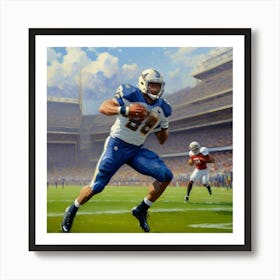 Breakthrough Play Football Athlete in Full Gear Art Print