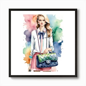 Chanel Girl Watercolor Art Print