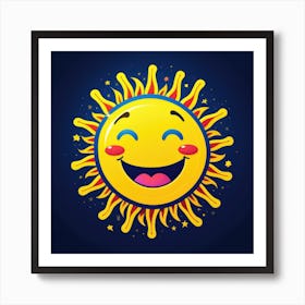Lovely smiling sun on a blue gradient background 107 Art Print
